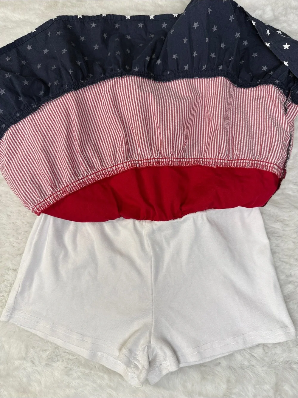 Gymboree Girls 8 Tiered Patriotic Skirt Skort Ruffles Seersucker Stars‎ Stripes